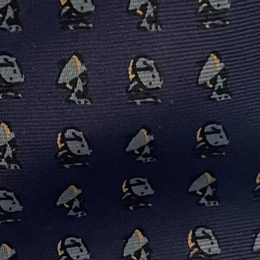 Cavendish Silks Classic Geometric Print Tie, Navy, Gray, Gold, 54 1/2